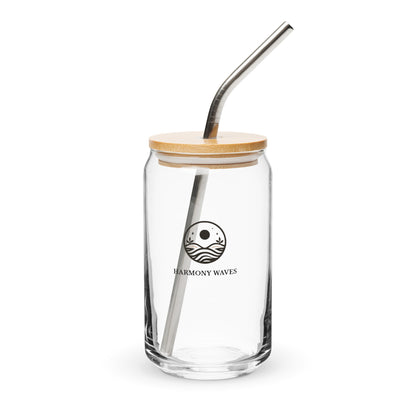 Harmony Waves Minimalist Logo Can-Shaped Glass