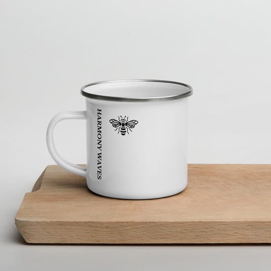 Harmony Waves Enamel Mug - Bee Design