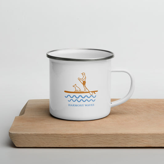 Harmony Waves Enamel Mug - Paddleboarding Design