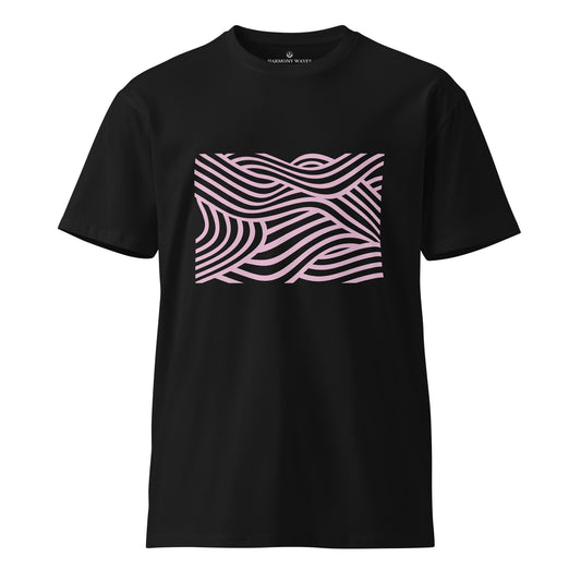 Pink Neon Waves Men's T-Shirt - Minimalist Neon Graphic Tee