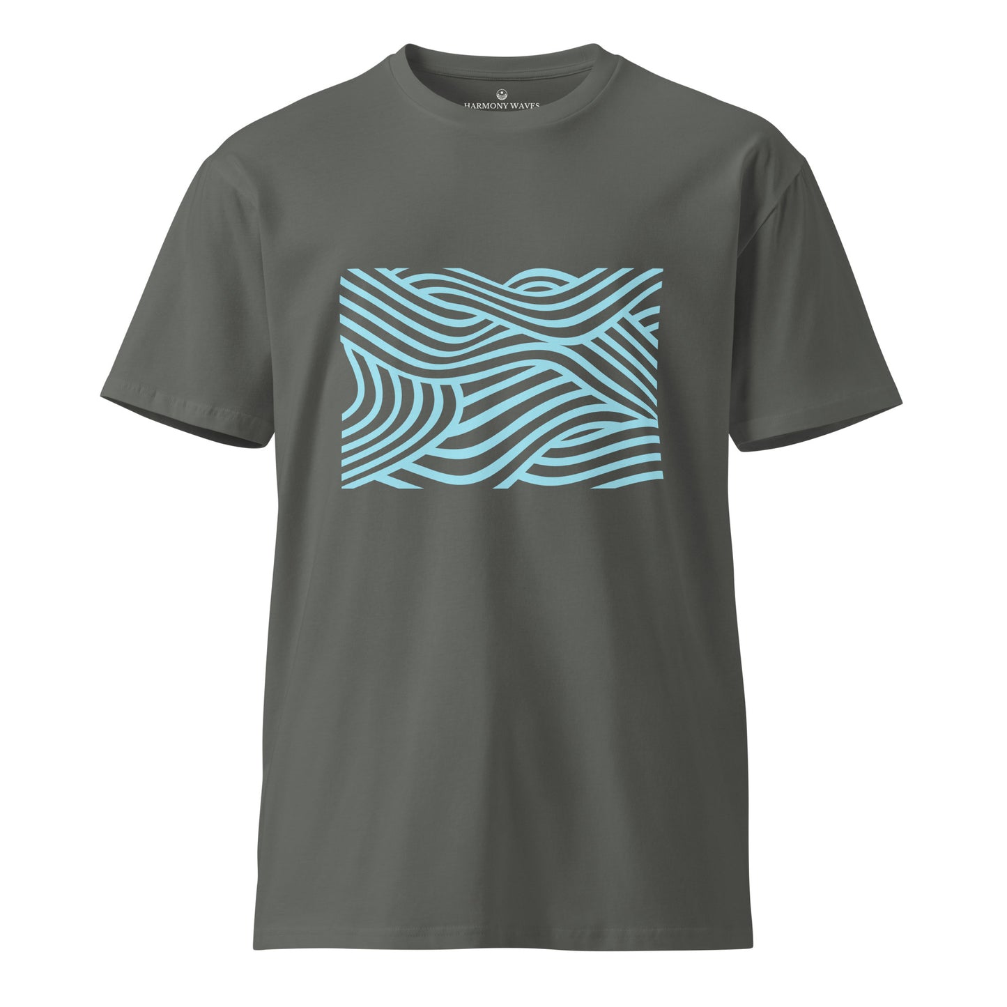 Blue Neon Waves Men's T-Shirt - Minimalist Neon Graphic Tee