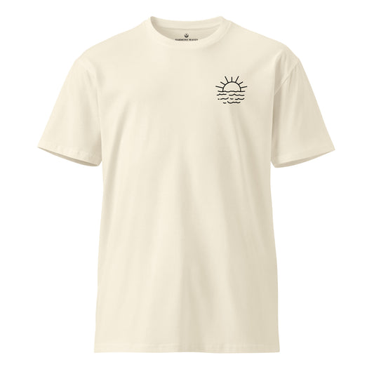 Sunset Waves Men's T-Shirt - Minimalist Sun and Waves Graphic Tee