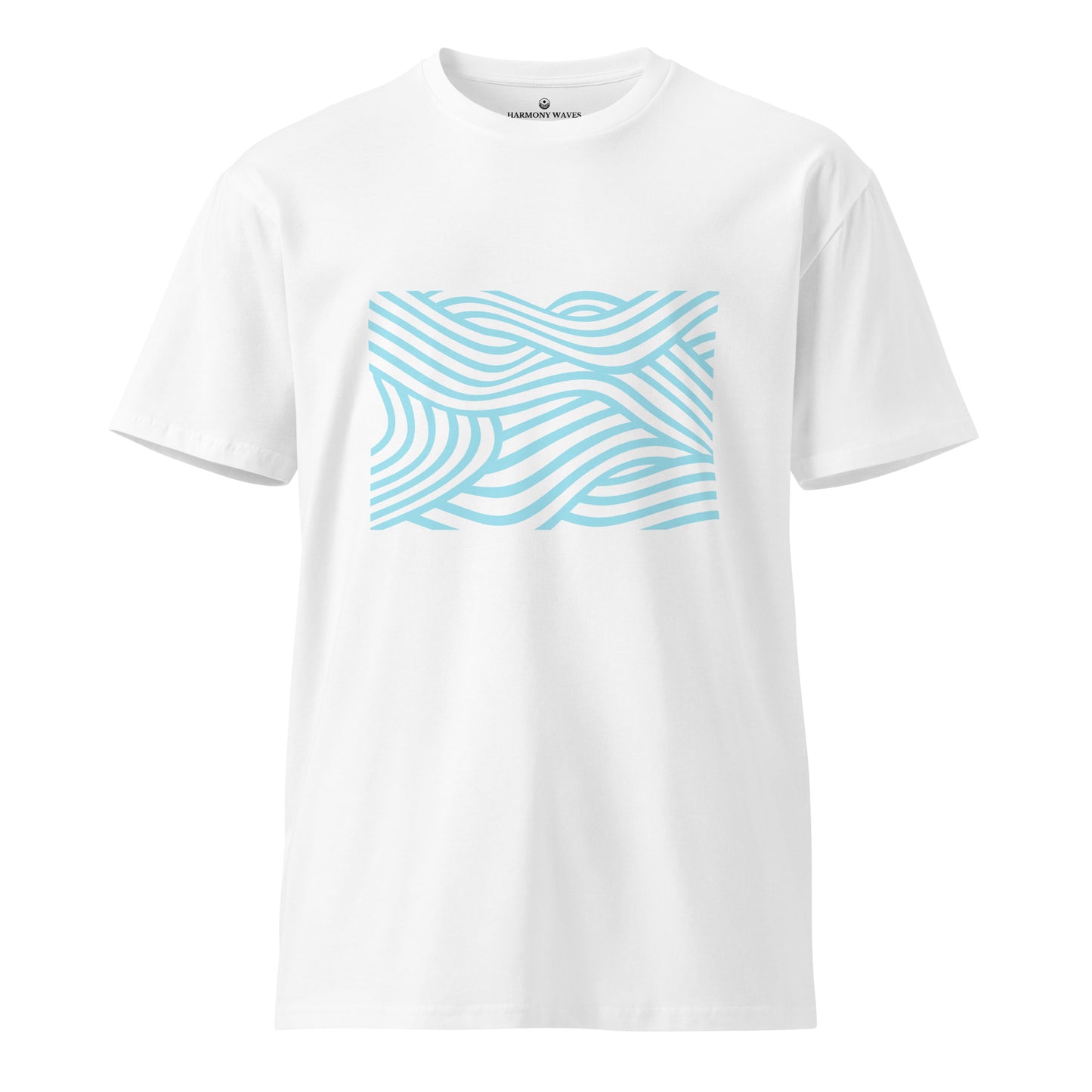 Blue Neon Waves Men's T-Shirt - Minimalist Neon Graphic Tee