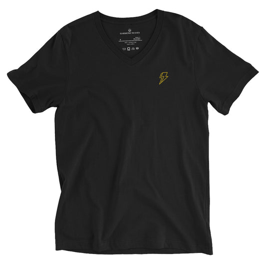 Embroidered Lightning V-Neck T-Shirt