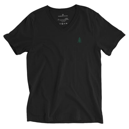 Embroidered Pine Tree V-Neck T-Shirt