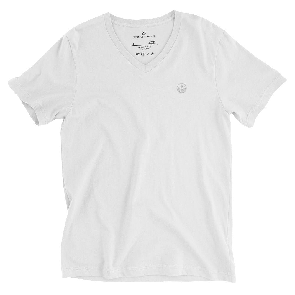 Harmony Waves Embroidered V-Neck T-Shirt