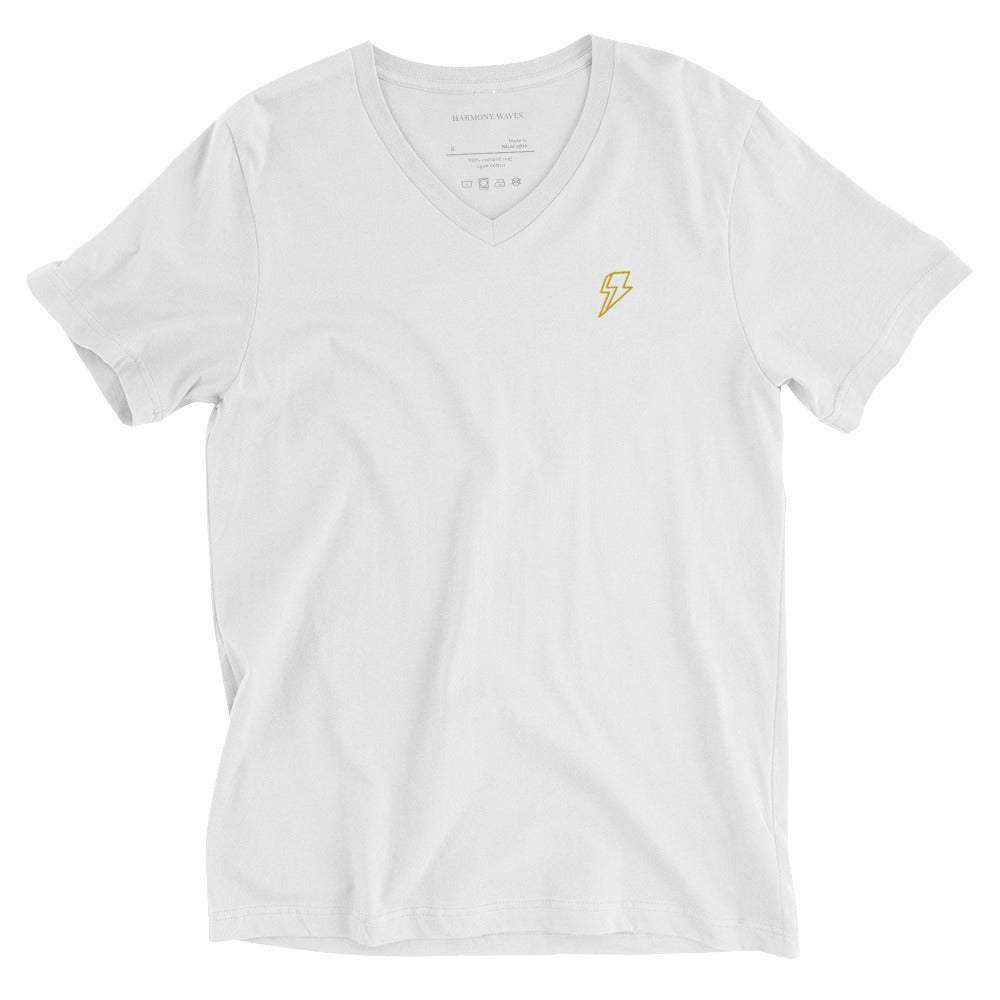 Embroidered Lightning V-Neck T-Shirt