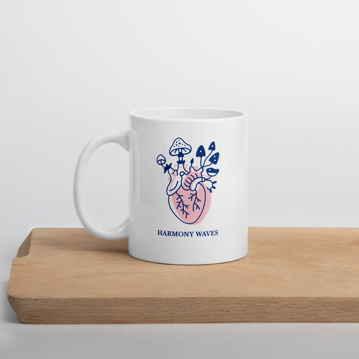 Ceramic Mug – Heart & Mushrooms Design