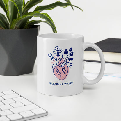 Ceramic Mug – Heart & Mushrooms Design