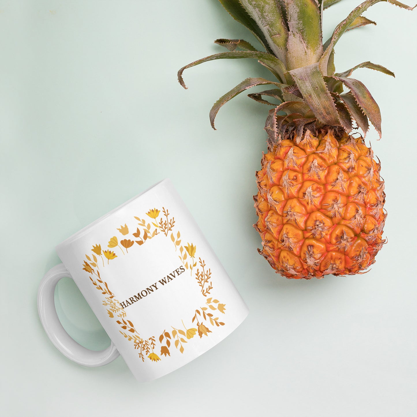 Ceramic Mug – Golden Floral Wreath