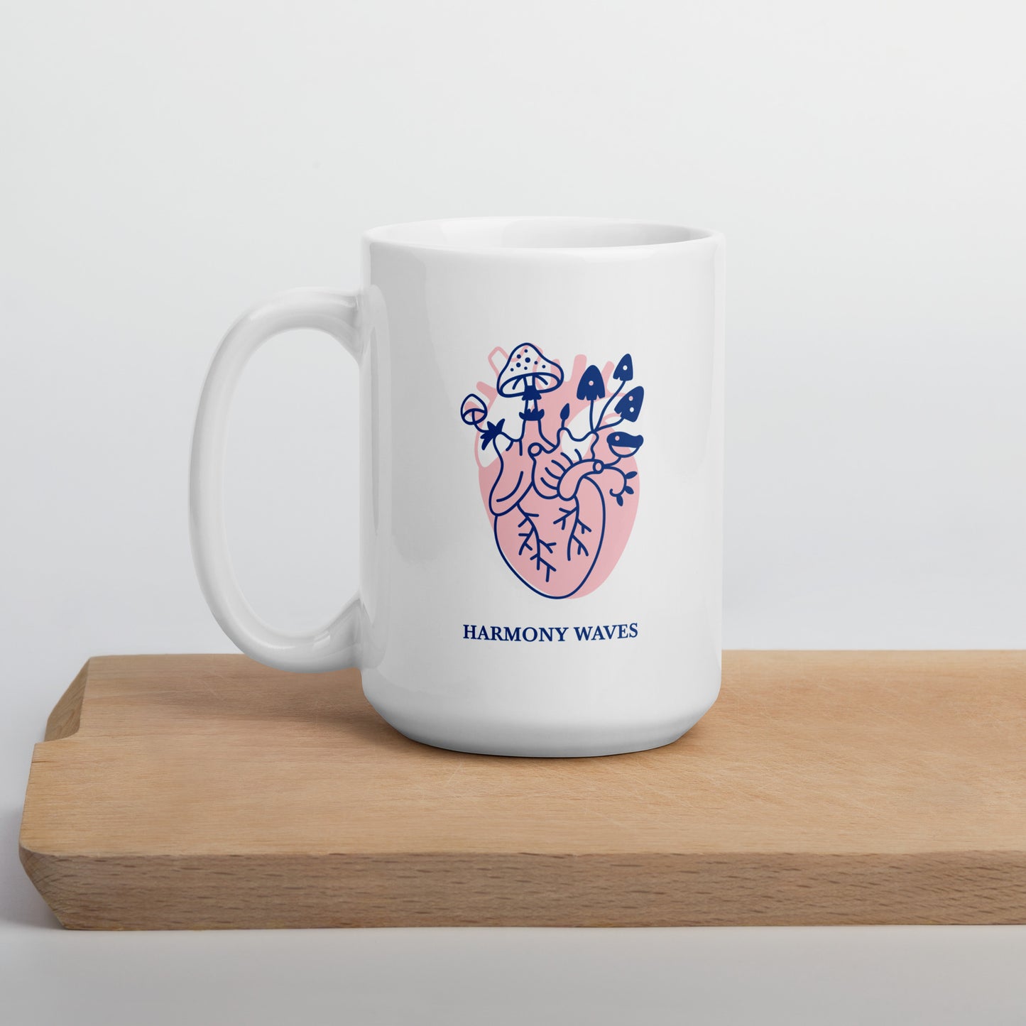 Ceramic Mug – Heart & Mushrooms Design