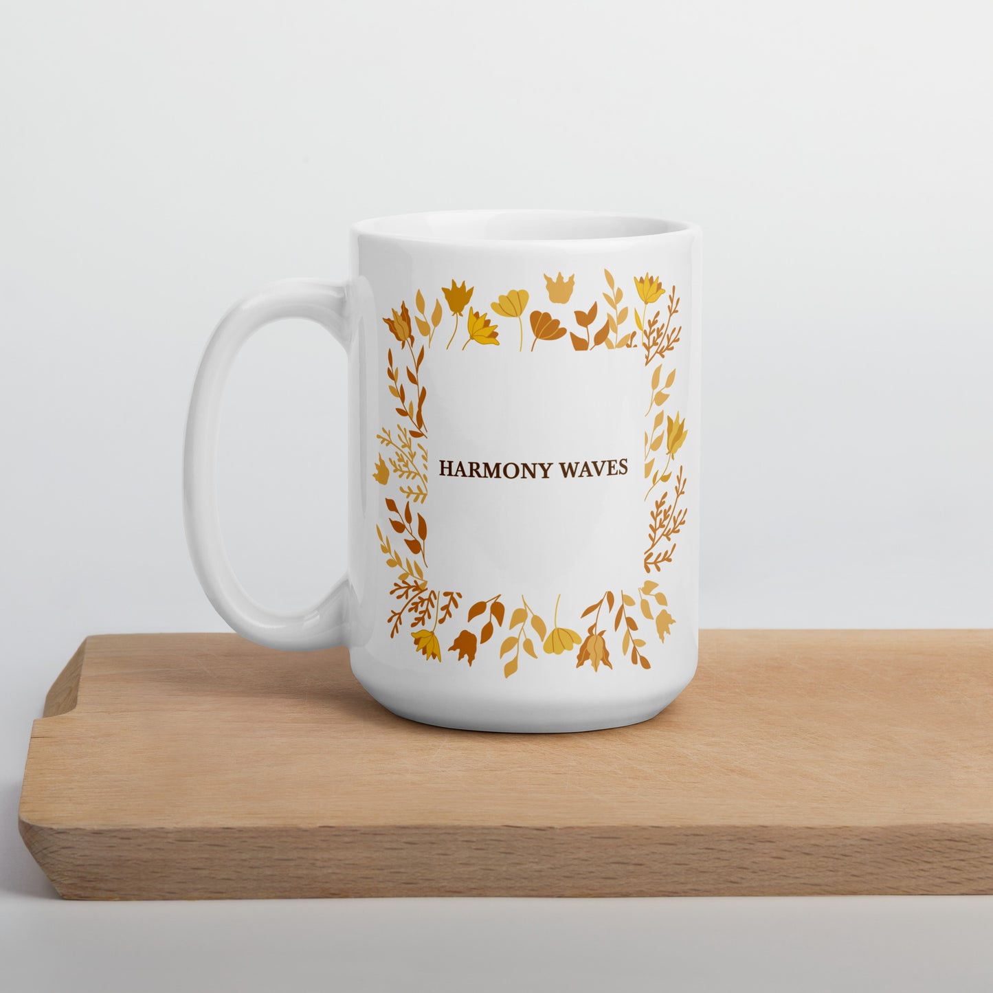 Ceramic Mug – Golden Floral Wreath