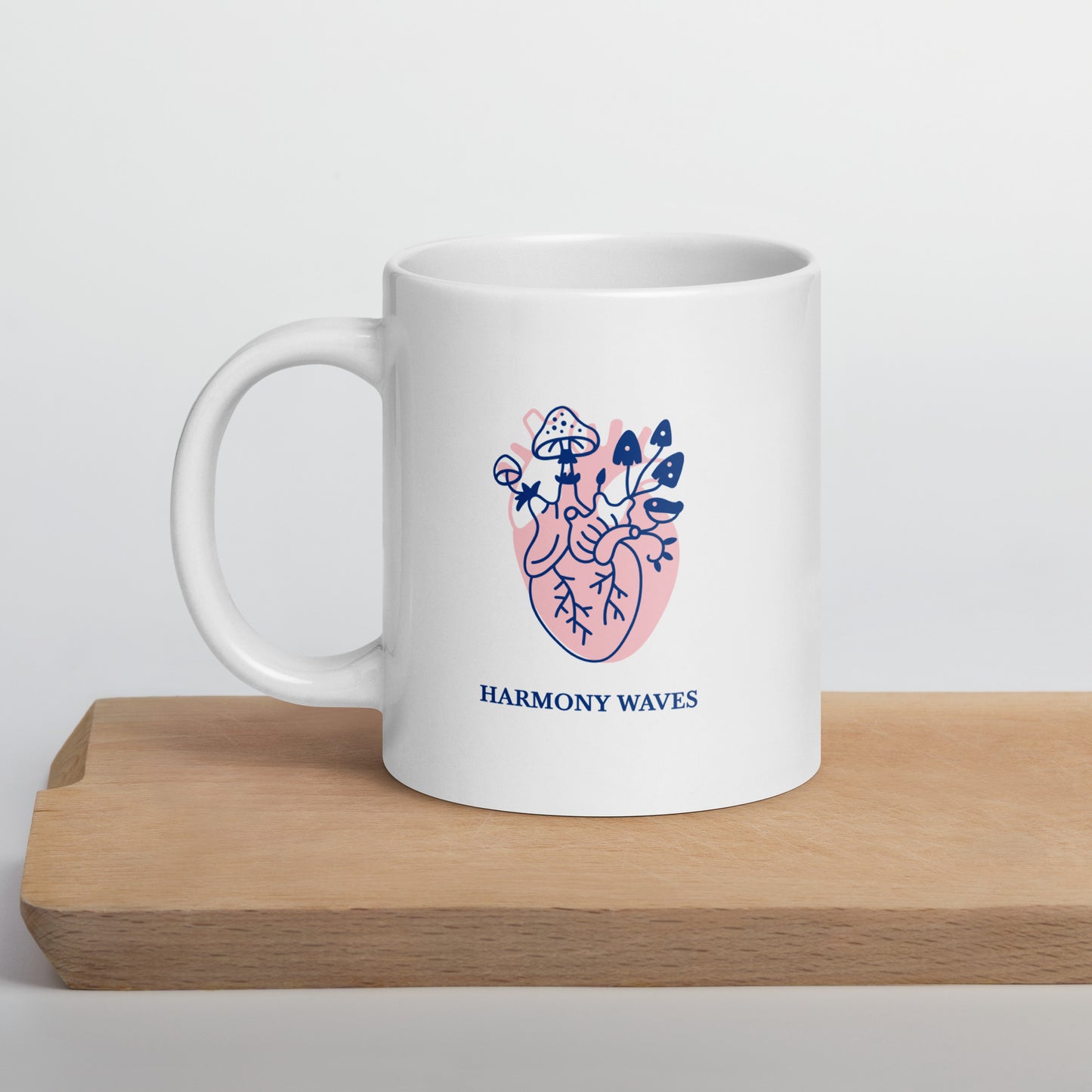 Ceramic Mug – Heart & Mushrooms Design