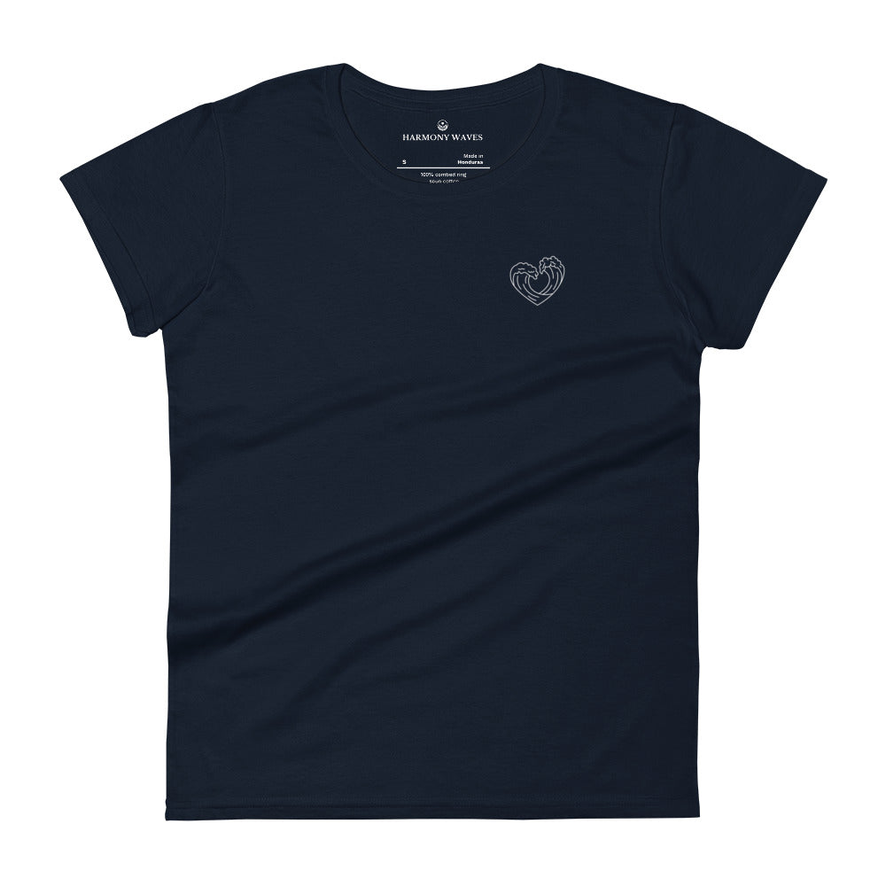 Heart Waves Women's T-Shirt - Minimalist Heart Graphic Tee