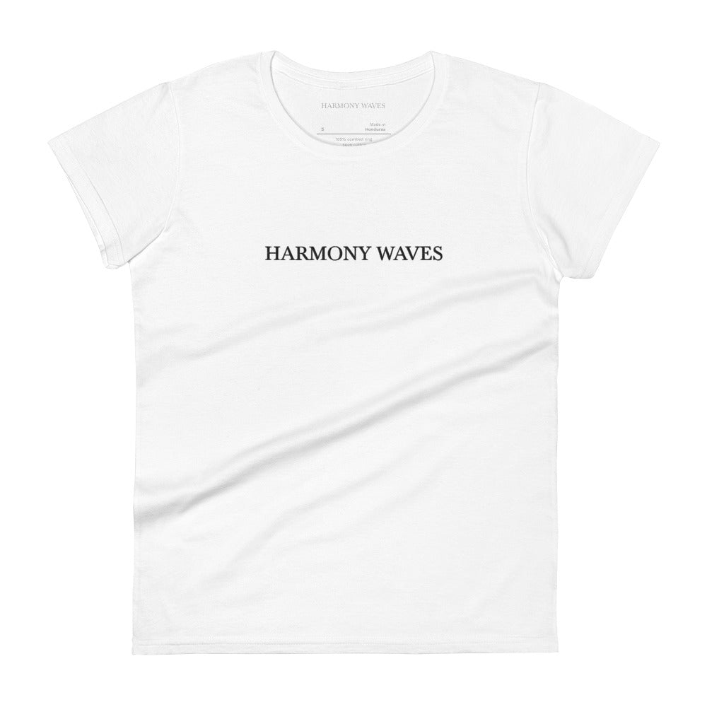 Harmony Waves Black Embroidered Women's T-Shirt